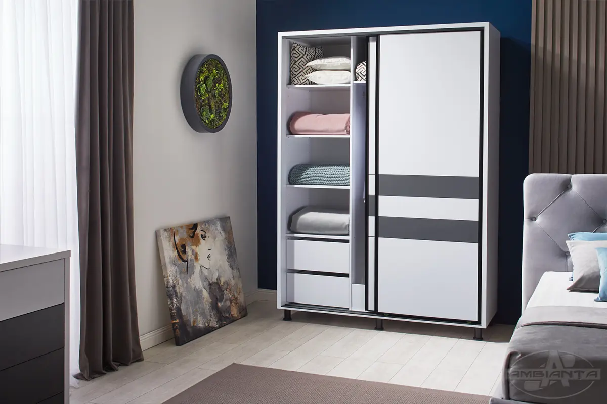 Гардероб Cristal Белый-grafit