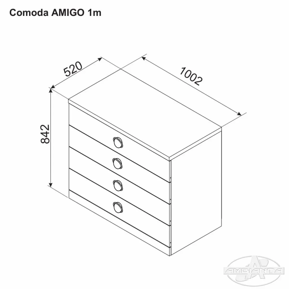 Комод AMIGO 1.0 м